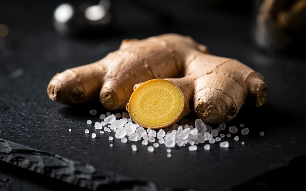 Natural supplement ingredients on a dark surface